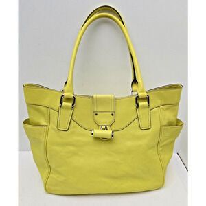 Milly Bags Milly Leather Tote Satchel Neon Yellow Green Large